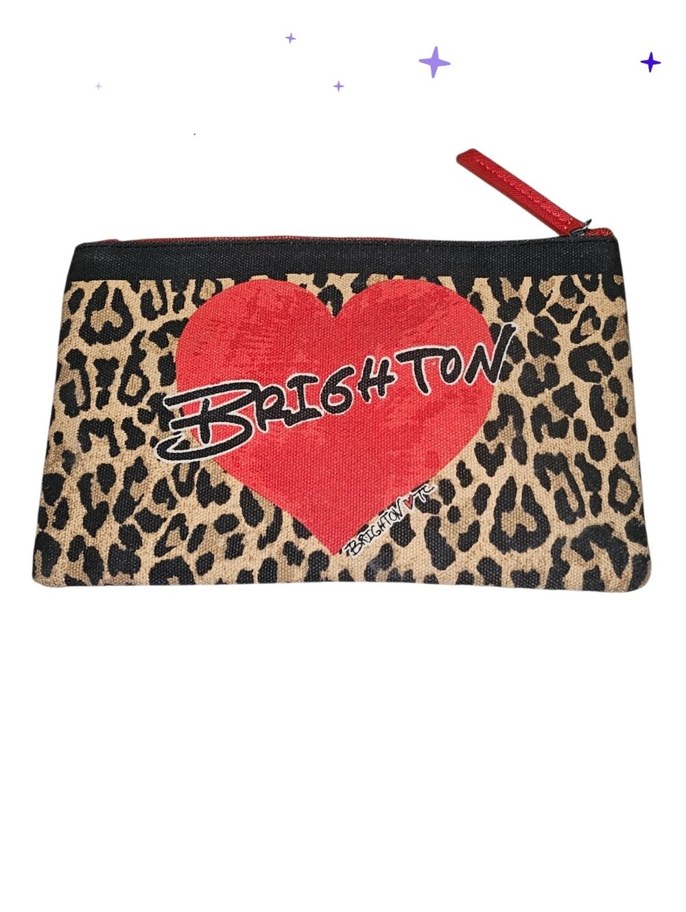 💰Brighton Leopard Cosmetic Pouch with Red Heart